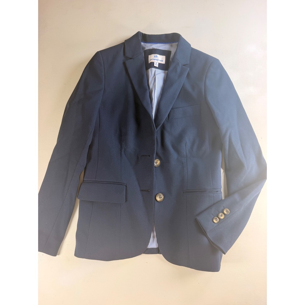 Southern Tide Blazer Women 4 Navy Blue Preppy Classic Textured Two-Button Jacket